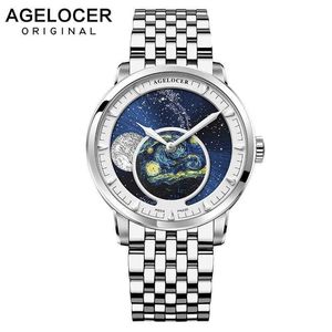 Orologi di design Orologio meccanico AGELOCER Fasi lunari Orologi automatici a carica automatica Riserva di carica impermeabile Orologio da polso da uomo relogio masculino