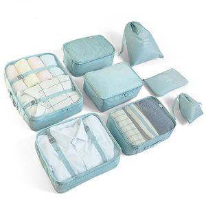 Cosmetic Bags & Cases ROvnsHE 8-piece Suitcase Organizer Storage Bag Travel Clothes Underwear Shoes Packing Cube Luggage Case Accessories