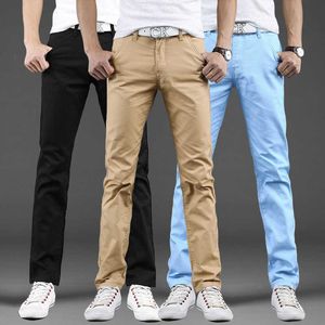 Herrbyxor 2022 Spring Autumn New Casual Pants Men Cotton Slim Fit Chinos Fashion Trousers Mane Brand Clothing 9 Colors Plus Size 2838 Z0306