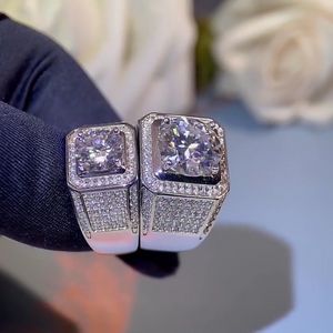 Luksusowy prawdziwy 2ct/5ct moissanite pierścień 925 Srebrna impreza Weddna Pierścienie dla mężczyzn biżuteria zaręczynowa Pass Test diamentowy