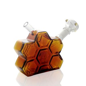 3,5 -tums Mini Honeycomb Shape Hookah Bong - Diffused Downstem Percolator, 10mm Female Joint