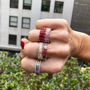 Cluster Rings 9 Styles Eternal SAPPHIRE RUBY PERIDOT KUNZITE TOPAZ PAVE SETTING Gemstone Finger Ring 925 SILVER ENGAGEMENT WEDDING BAND