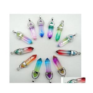 Charms Sechseck Prisma Glas Punkt Regenbogen Anhänger Mticolors Charm Behänge Mode Halskette Schmuck Machen Großhandel Drop Lieferung Fi Dhn7X