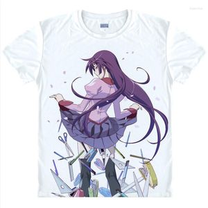 Camisetas masculinas Bakemonogatari T-shirt impresso Senjougahara hitagi cosplay Sengoku nadeko tshirts tops moda anime tees camisa verão verão verão