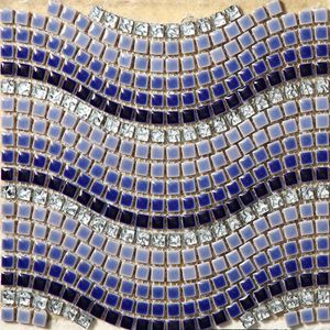 壁紙地中海の青い波状の小さなセラミックガラスモザイクタイルdiyバスルームプールガーデンウォールデコレーションフロア
