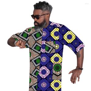 Men's T Shirts Novel Design Men's Dashiki Shirt Patchwork Tops Half Sleeves Male Nigerian Fashion Pattern African Wedding Clothing