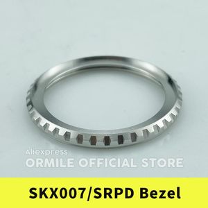 Titta på reparationssatser SKX007/SRPD LX LINE -stil Bezel Silver Borsted Polished 316L Rostfritt stål