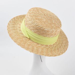 Chapéus largos da borda Sun Sun Natural Wheat Straw Hat Hat Women Women Summer Beach Capbon Capinho de férias Sombreros de So So