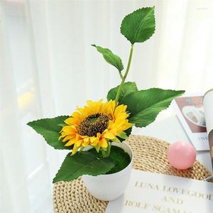 Dekorativa blommor mini faux kruka blommor livtro konstgjorda solros i potten bord mittpiece bonsai trädgård hem dekor
