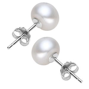 Charm Natural Freshwater Pearl Stud örhängen Real 925 Sterling Silver Earring for Women Jewelry Fashion Gift G230307