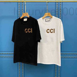 Men's T-Shirts Designer Wholesale custom 70% OFF early spring new t-shirt men women style paste cloth embroidery cartoon letter round neck Casual Short LGYX