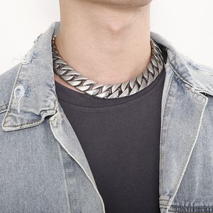 285G Vikt cool krage halsband kedja krypterad sand ansikte kubansk kedja rostfritt stål halsband 20mm 18 tum för män