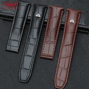 Watch Bands Genuine leather watch strap 20mm 22mm for MAURICE LACROIX watchband folding buckle leisure business cow bracelet 230307