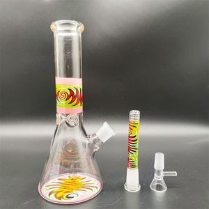 2023 Heady Bong Cam Bong Su Boru Pembe Doodle Stil Alt ve Orta OEM ODM 10 inç Sigara Besik Destek Dabber Teçhizat Recycler 14mm Renkli Eklem Perakende