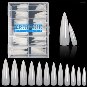 False Nails Krofaue 120pcs Stiletto Dicas de unhas artificiais com caixa náutral Fake Tampe para Manicure Salon