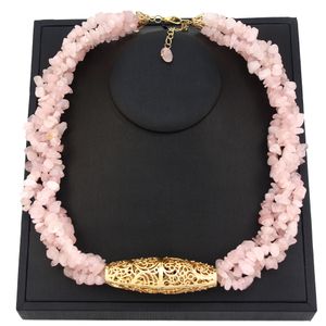 Pendant Necklaces Sunspicems Elegent Natural Stone Women Multilayer Beads Choker Morocco Bride Wedding Jewelry Gold Color Bijoux 230307