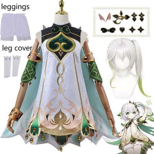 Anime Costumes Embroidered Fabric Genshin Impact Nahida Cosplay Come Wig Lesser Lord Kusanali Full Set Sumeru Dendro God Outfits Z0301