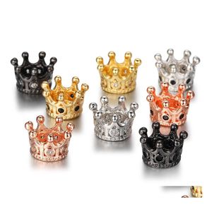 Spacers 24pcs/lote metal cz king coroa espaçador miçangas para jóias que produzem jóias de zircônia cúbica shinestone paving rainha achados