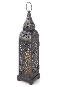 アクセントプラス鉄のキャンドルブラックモロッコのランタンタワー耐久性のある美しい家事ギフトキャンドルから作られた13インチ3585187