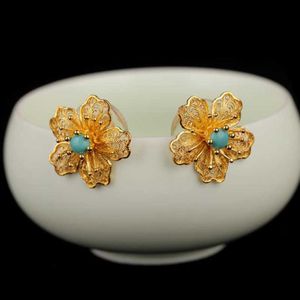 Charm Original Designer Craft Filegree Orgequoise Earrings الصينية الرجعية الفريدة من نوعها سحر فاخر للسيدات المجوهرات الفضية G230307