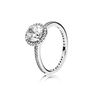 REAL 925 Sterling Silver Cz Diamond Ring med original Box Set Fit Pandora Style Wedding Ring Engagement Smycken för kvinnor Girls2418