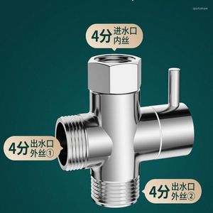 Bathroom Sink Faucets Three Way One In Two Out All Copper Four-way Quick Opening Water Separator Shower Valve Faucet Black Change-over