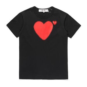 Designer tee mäns T-shirts Com des Garcons spelar Twin Red Heart Kort ärm T-shirt svart xl-märke