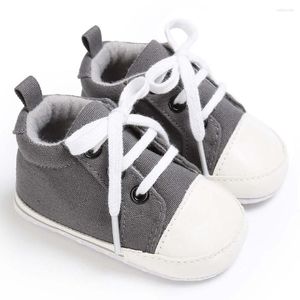 Första vandrare baby canvas casual sneakers född snörning sport pojkar flickor skor spädbarn barn