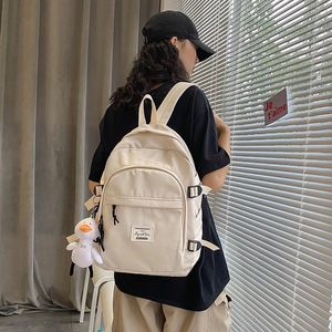 Backpack College Women Cute Preppy Style For Teenage Girls School Bags Solid Shoulder Bag Doll Pendant Bagpack Travel