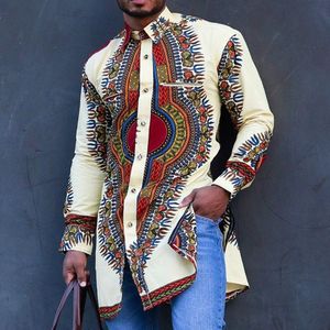 エスニック服秋と春のファッションスタイルアフリカン男性印刷ポリエステルプラスサイズシャツM-4XL 230307