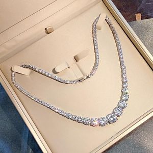 Kedjor Tennis Diamond Necklace Real 925 Sterling Silver Engagement Wedding Chain for Women Bridal Moissanite Jewelry Gift