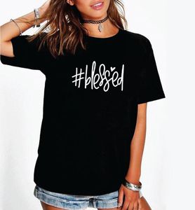 Frauen T Shirts Gesegnet Gedruckt T Shirt Femme Oansatz Kurzarm Baumwolle T-shirt Frauen Schwarz Weiß Sommer Lose Für Tops