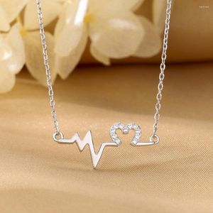 Pendant Necklaces Hollow Out Love Necklace Female Creative Electrocardiogram Collar Chain Fashion Online Red Ins Heartbeat Neckchain