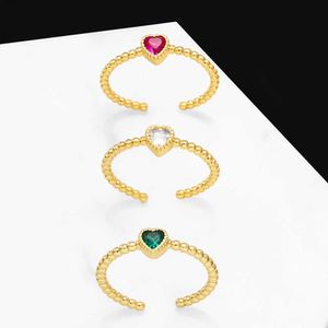 Band Rings OCESRIO Multicolor Mini Crystal Heart Rings of Women Copper Gold Plated Adjustable Open Ring Women Jewelry Ornaments Gift rigs04 AA230306