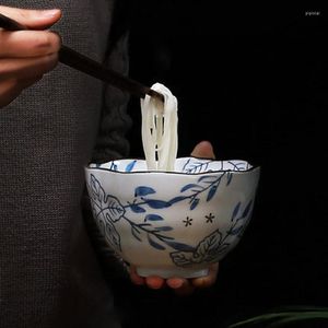 Bowls CreativityRice Bowl Ceramic Japanese Style Table Seary Noodle Soup Large Porridge Underglaze Color Hand-målad