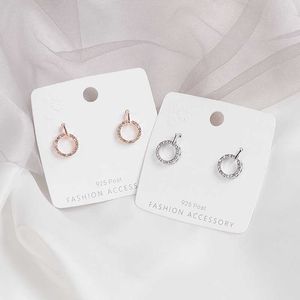 Charm Nya koreanska brincos CZ Zircon Circle örhängen för kvinnor Simple Rose Gold and Silver Color Round Ear Stud Earring Party Jewelry G230307