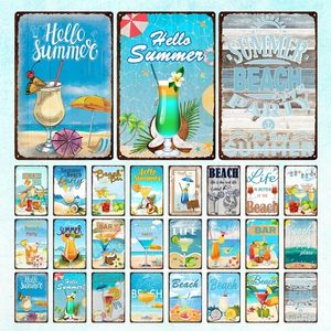 Summer Beach Metal Cocktail Party Vintage Tin Sign Decorative Plaque Decor decorazioni per decorazioni per la spiaggia Segnazione Custom Segni personalizzati per esterni Metal Taglia 30x20 W01