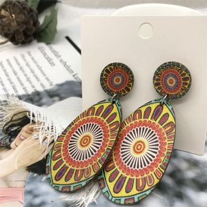 Stud Earrings Sunflower Wooden Long Female Retro Ethnic Style Beach Tour Bohemia Jewelry Party Gifts For Women And Girls