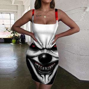 Casual klänningar giyu varumärke clown kvinnor rolig halter ärmlösa cosplay damer kvinnor kläder sommar vintage strand hög kvalitet