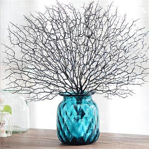 Fiori decorativi 45 cm Ramo di albero artificiale in plastica Decorazioni di nozze in corallo bianco Pianta domestica Pavone secco falso