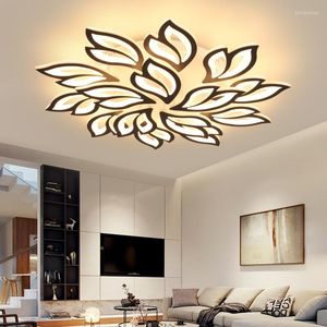 Chandelins fanpinfando teto LED moderno para sala de estar quarto preto/branco cozinha pendurada luminárias