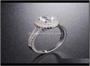 Real 925 Sterling Sier Wedding Rings Finger Luxury Oval Cut Sona Diamond Ring for Women Engagement Jewelry Eternal Rozqt GL4632614