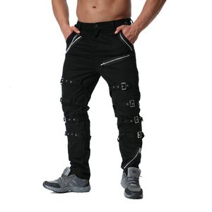 Erkek pantolon En kaliteli metal dekorasyon fermuarları kargo hip hop jogger cadde eşofman