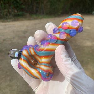 Colorful Heady Spiral Style Pipes Pyrex Thick Glass Smoking Tube Handpipe Portable Handmade Dry Herb Tobacco Filter Spoon Oil Rigs Bong Cigarette Holder DHL