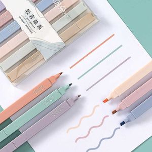 Highlighters 6 PCs Tip dupla Tip -marca -marcador Kawaii Candy Color Manga Markers Midliner Pastel Highlighter Settyery J230302