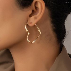 Hoop Earrings Ins Trendy Gold Pink Red Black Coated Love Heart Korean Fashion Women Party Jewelry