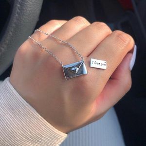 Ins Bästsäljande kärleksbrev Hänge Enkelt Modesmycken 925 Sterling Silver Söt Söt Festlöfte Kvinnor Bröllopsnyckelhalsband Till älskare Present