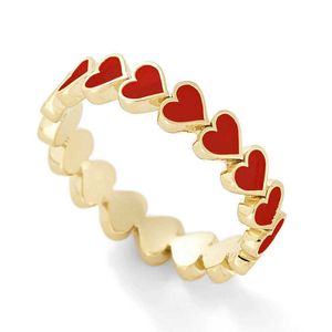 Band Rings 2021 New Colorful Enamel Heart Surrounded Lovely Stacking Rings for Women Minimalist Gold Rings for Best Friend Cute Heart Ring AA230306