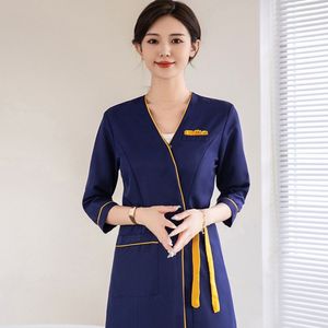 Medical Skin Cares Nurse Work Dress Asian Quality Women Short and Mid Sleeve SPA Massage Beautician Tattoo Designer Work Uniform