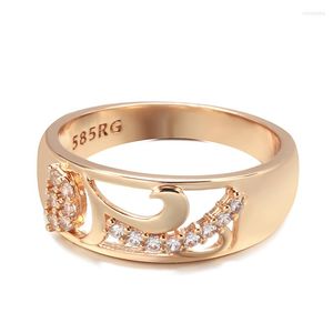 Cluster Rings Fashion Ethnic Bride Wedding 585 Rose Gold With Natural Zircon Party Accessories Fine Vintage Jewelry 2023